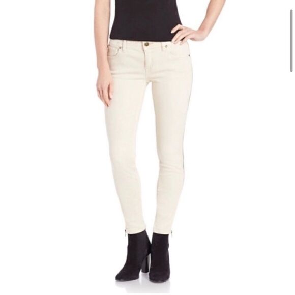 FREE PEOPLE White Skinny Ankle Zip Jean - Picture 1 of 10
